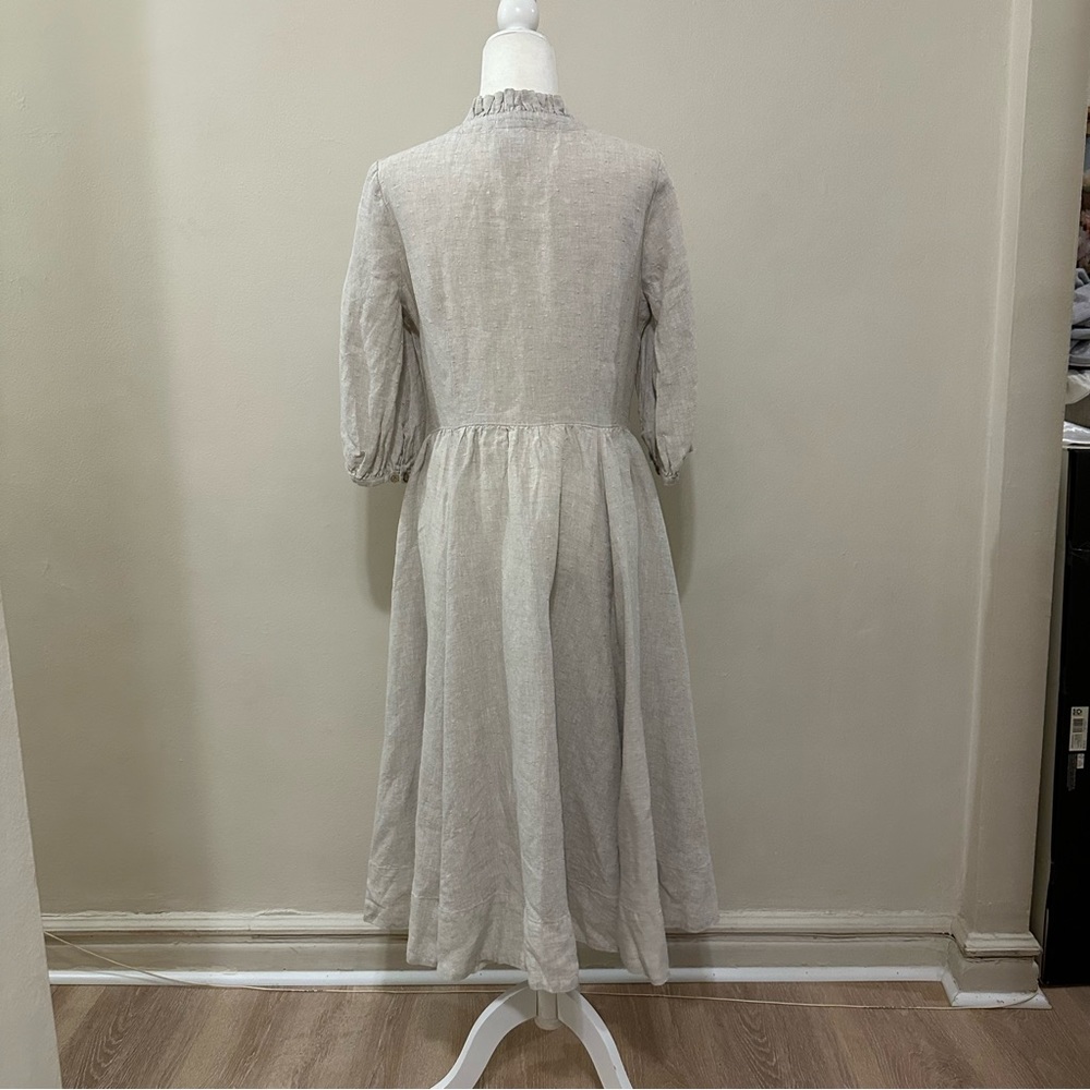 Son de flor Ophelia Dress, 3/4 Sleeve - Natural Dot / M - Picture 7 of 10